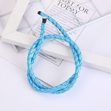 16.4 Feets Blue Braided Bolo PU Leatherette Jewelry Cord 4mm For Bracelets