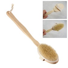 Spa Shower Bath Body Brush Natural Wood Long Handle Massage Scrubber