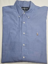 Mens Ralph Lauren Pinpoint Oxford Long Sleeve Blue Button Up Shirt 16 1/2 35