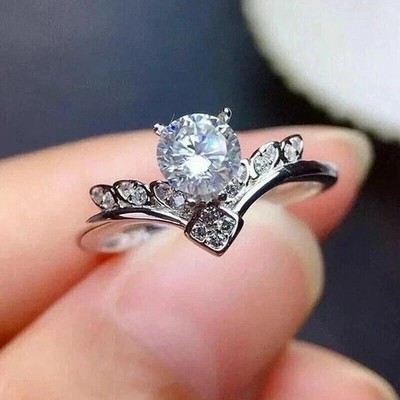 2.10Ct Round Cut Simulated diamond Solitaire Wedding Ring 14K White Gold Plated