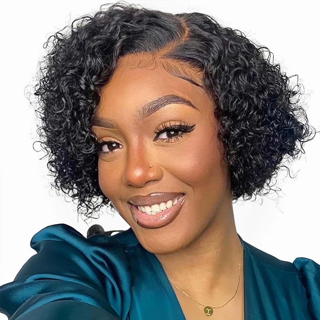 Curly Short Bob Wig 13x4 Lace Front Glueless Curly Human Hair Wigs for Women