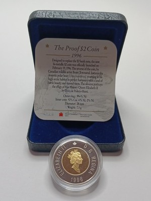 Vintage 1996 Canadian 2 Dollar Coin Elizabeth 2 Proof 