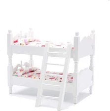 Z MAYABBO Wooden Dollhouse Furniture of Baby bunk Bed with Ladder for... 