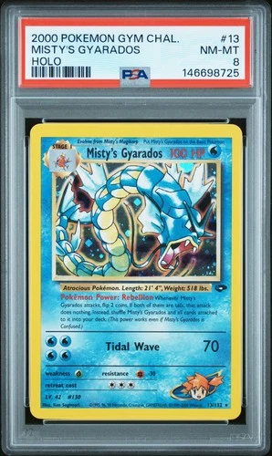 2000 POKEMON GYM CHALLENGE HOLO #13 MISTY'S GYARADOS PSA 8