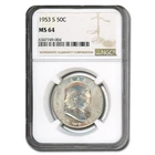 1953-S Franklin Half Dollar MS-64 NGC