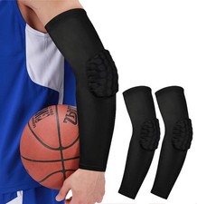 2 Pack Basketball Arm Sleeves with Honeycomb Anti-Collision Padded Elbow
