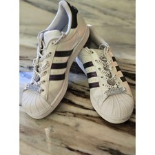 Adidas Superstar Iridiscente Blanco Púrpura Puntera Concha Tenis Encaje Dijes W 6.5