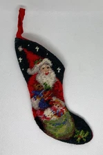 Mini Needlepoint Stocking Santa