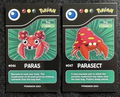 PARAS X PARASECT EVOLUTION - POKEMON KANTO CCG POKEDEX BLACK RE-EDITIONS