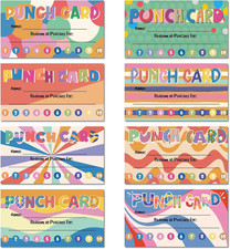 400 Pcs Punch Cards for Classroom, 10 Bright Punches Style