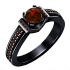 2Ct Round Cut Lab Created Ruby Women Wedding Ring 14K Black Gold Plated