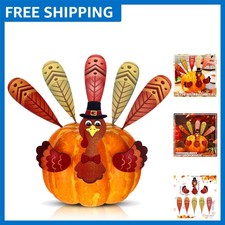 Vivid Thanksgiving Pumpkin Decorating Kit - 8 Wooden Pieces for Festive Cheer