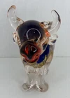 Hand Blown Murano Style Art Glass Bull Cow Figurine Blue Red Silver Gold