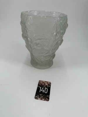 Josef Inwald Barolac Vase Satin Frosted Clear glass Circa 1930s Cherry design