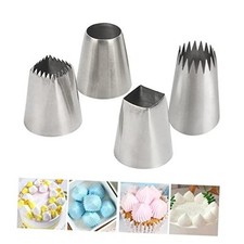 4Pcs X-Large Piping Tips Set, Stainless Steel Square Round Frosting Tips