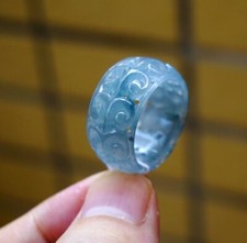 20.1mm US 10 1/2 Certified Grade A Natural Icy Fei cui Jade jadeite Ring 2442