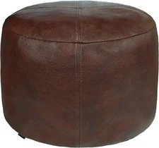 Thgonwid Unstuffed Faux Leather Pouf Cover Handmade Footstool Ottoman Storage S