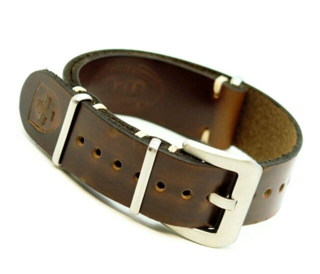 Leather Strap, Military Watch Band fits Omega Handmade,18 20 22 24 mm brown