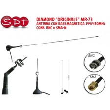 DIAMOND "ORIGINALE" MR-73 ANTENNA CON BASE MAGNETICA 144/430MHz CONN. BNC o SMA-