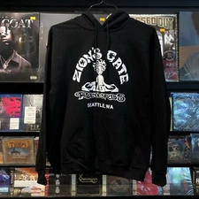 Zions Gate Records LOGO Pullover Hoodie Size Large L Seattle Record Store ZGR *