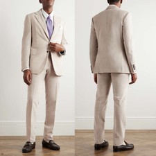 Corduroy Men Suit Slim Fit 2 Piece Set Notch Lapel Casual Business Outfits