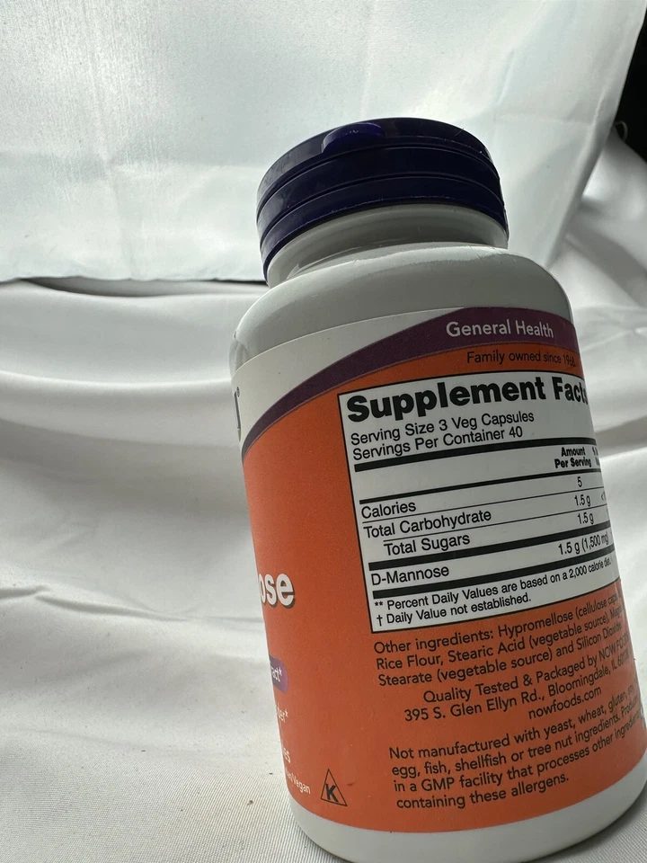 Now Foods D-MANNOSE 500 мг 120 капсул ЗДОРОВЬЕ МОЧЕВЫХ ПУТЕЙ И МОЧЕВОГО ПУЗЫРЯ срок годности 8/27 - Изображение 3 из 4