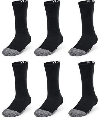 NEU - 6 Paar Under Armour Junior Heatgear Socken UK 1-4 Large - schwarz, Unisex