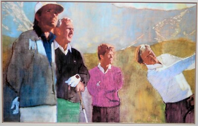 BERNIE FUCHS 1988 Print from 1983 Skins Game w/ PALMER-NICKLAUS