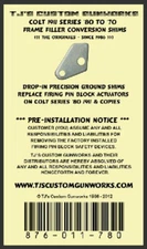 Instruction Card ONLY - TJ's 1911 Frame Slot Filler Plate Shim