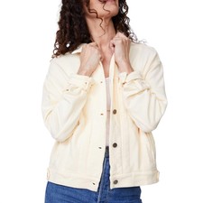 Monrow Supersoft Fleece Trucker Jacket In Buttercream