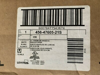 Leviton 47605-21S 21-Inch Vented Premium Hinged Structured Media Door – White