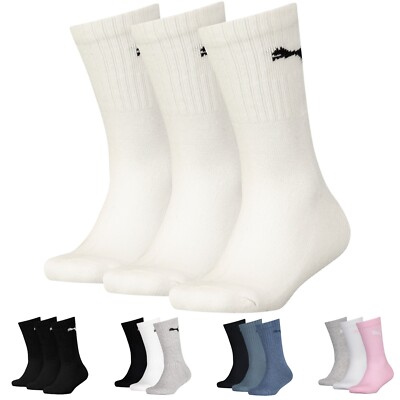 Puma Kids Sport Crew Socken Jungen Mädchen Kinder (3 Paar Pack) gepolstert Komfort