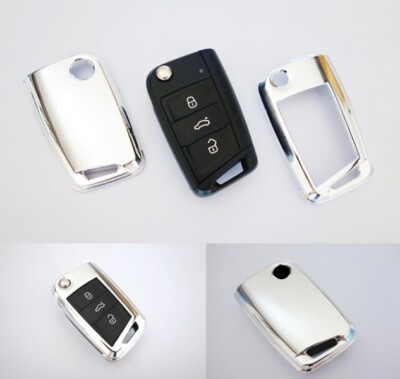 Chrom Schlüssel Cover Key Cover Schlüssel Funk Fernbedienung passend für VW Golf