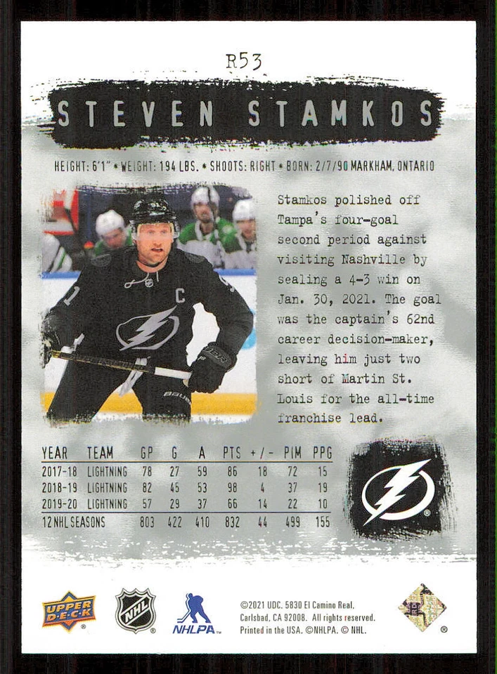 2020-21 SP Authentic '00-01 Retro #R53 Steven Stamkos - Image 2 of 2