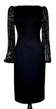Eliza J Sheath With Sequin Long Sleeves Black Retails $178 Size 0 NWT