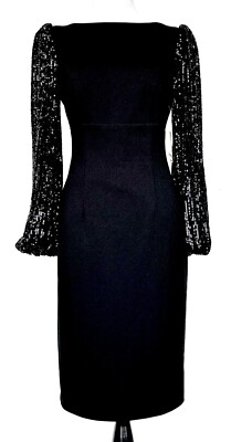 eliza j sequin long sleeve dress Sequin Balloon Sleeve Faux Wrap Dress (Women)