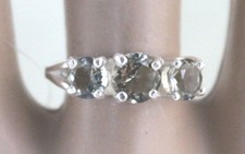 Green Quartz One 6 mm and Two 5 mm 1.45 tcw 3 Stone Ring Sterling Silver Size 7