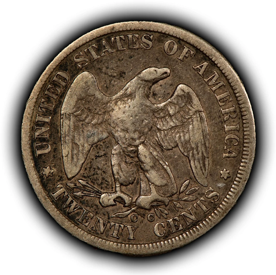 1875-CC 20c Seated Liberty Twenty Cent Piece Silver Coin - VG/Fine - B4824 - Image 2 of 4