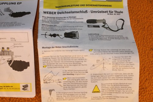 Weber Deichsel Anschluss DA.07.270.00 Thule Trapez Rohr mit Schloss - Bild 3 von 8