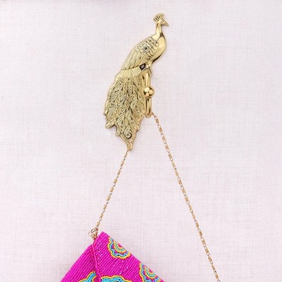 Brass Golden Peacock design Wall Hook for Hanging Clothes | Coat Hook