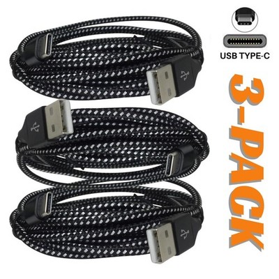 3 PACK 10FT Braided USB C Fast Charging Type-C Data SYNC Charger Cable Cord New