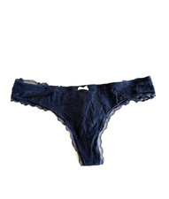 Victoria's Secret Body by Victoria Lace-Trim Thong Panty Ensign Blue