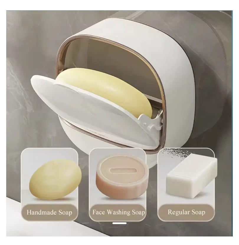 Jabonera con caja de drenaje, soporte de jabón montado en la pared para ducha Foto 2 de 4