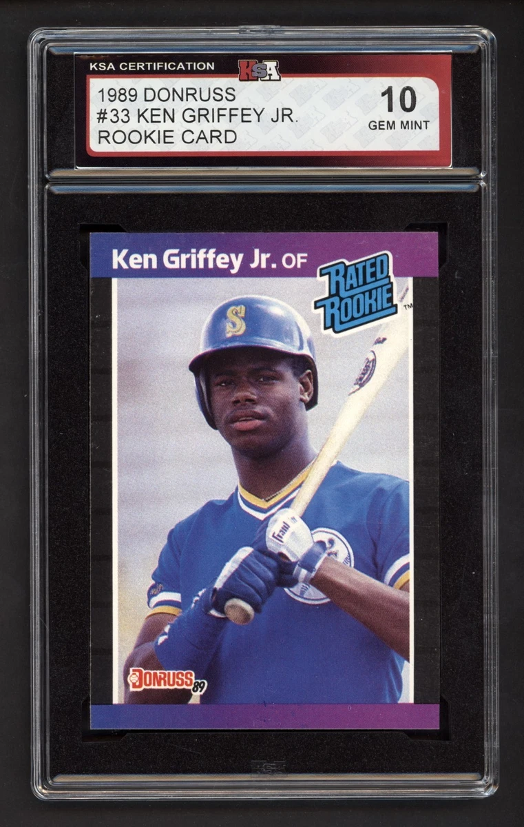 graded ken griffey jr rookie card 1989 JR. Donruss RATED Baseball # 33 This card has been hand signed Seattle Mariners by Griffey and has been slabbed and authenticated by Beckett 1989 Fleer #548 Ken Griffey