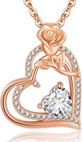 Halskette Damen Silber 925 Rosegold Herz Mit Geburtsstein AnhäNger Geschenk Mama