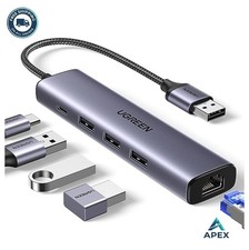 5 in 1 USB to Ethernet Adapter Hub Gigabit RJ45 3 Port USB 3.0 with Type C Power