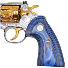 Blue-Black Pakkawood Grips w/ 24K Gold for COLT Python & Anaconda Revolvers