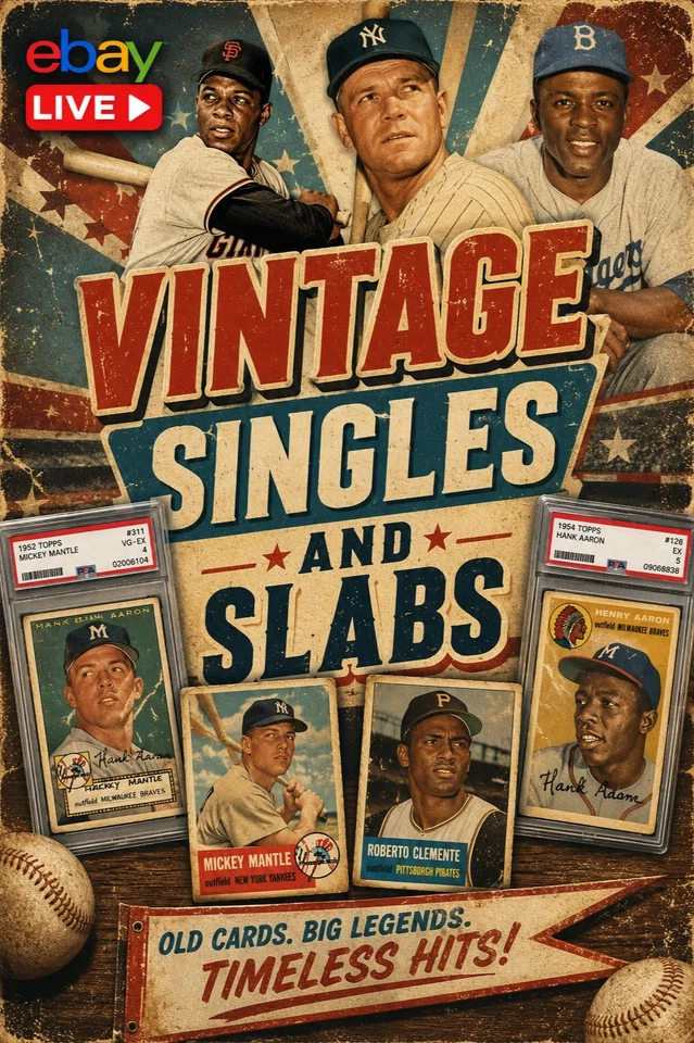 BIGGEST VINTAGE STREAM ON EBAY LIVE | MANTLES MAYS AARONS AND MORE