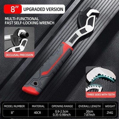 Universal Multi-Function Adjustable Wrench Set Non-Slip Gray Steel