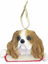 King Charles Cavalier Ornament "Santa's Pals" With Personalizable Name Plate